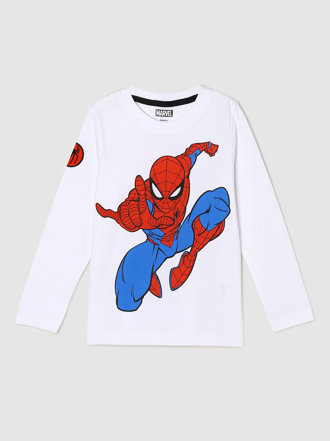 

max Boys White Spider-Man Printed Pure Cotton T-shirt