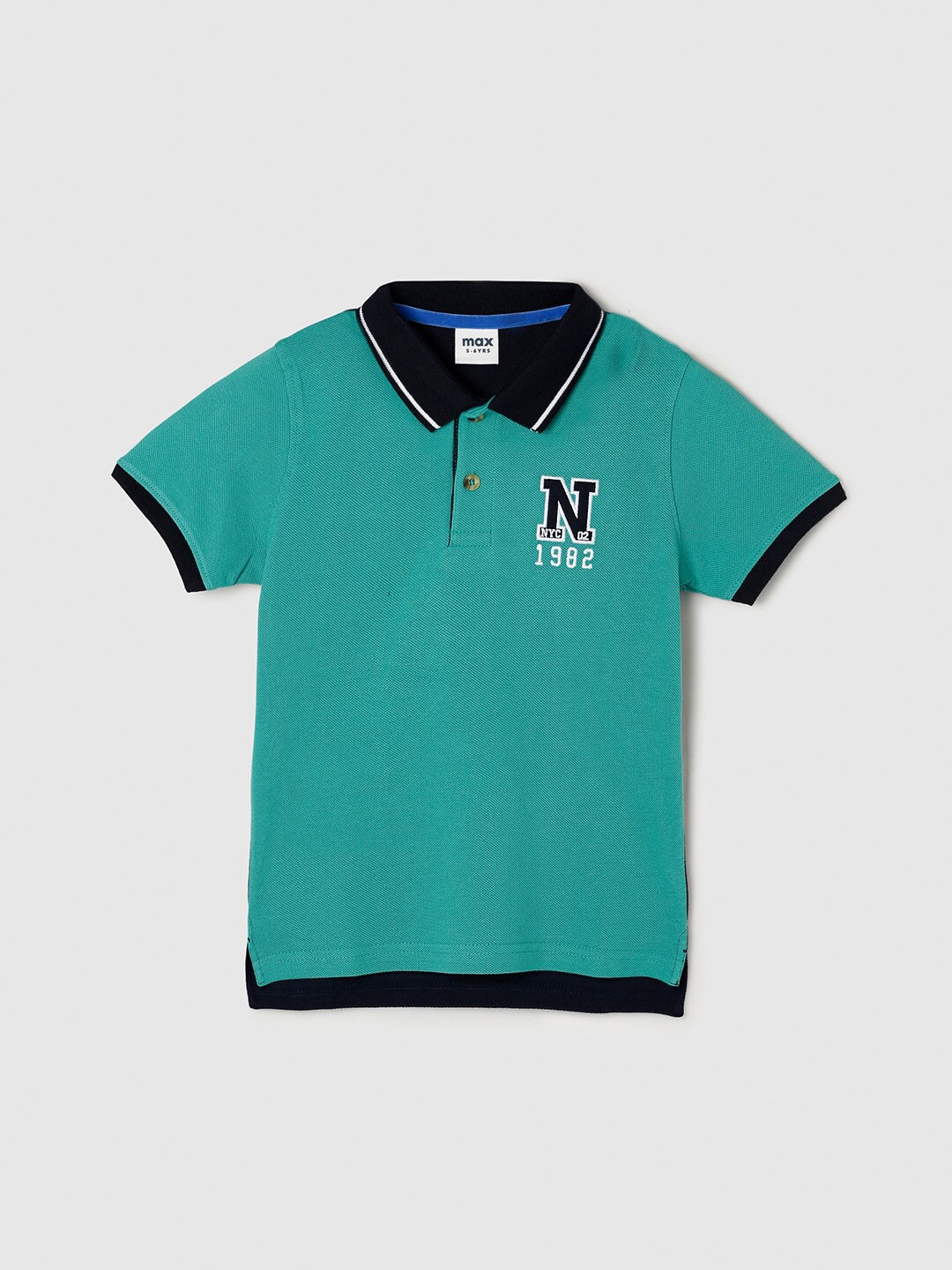 

max Boys Green Polo Collar Pure Cotton T-shirt