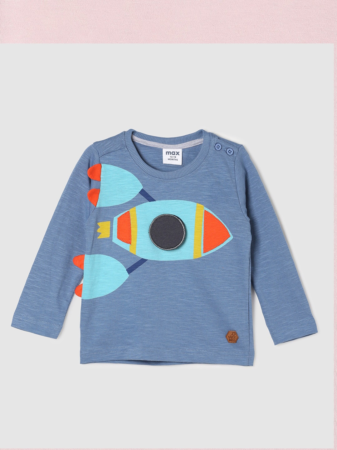

max Boys Blue Printed Pure Cotton T-shirt