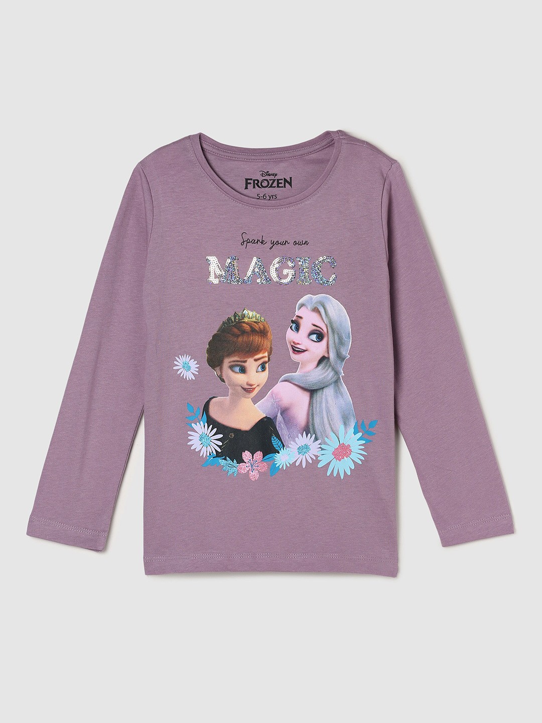 

max Girls Purple Printed Pure Cotton T-shirt