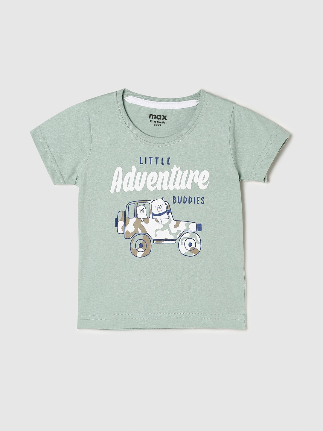 

max Boys Green Printed T-shirt