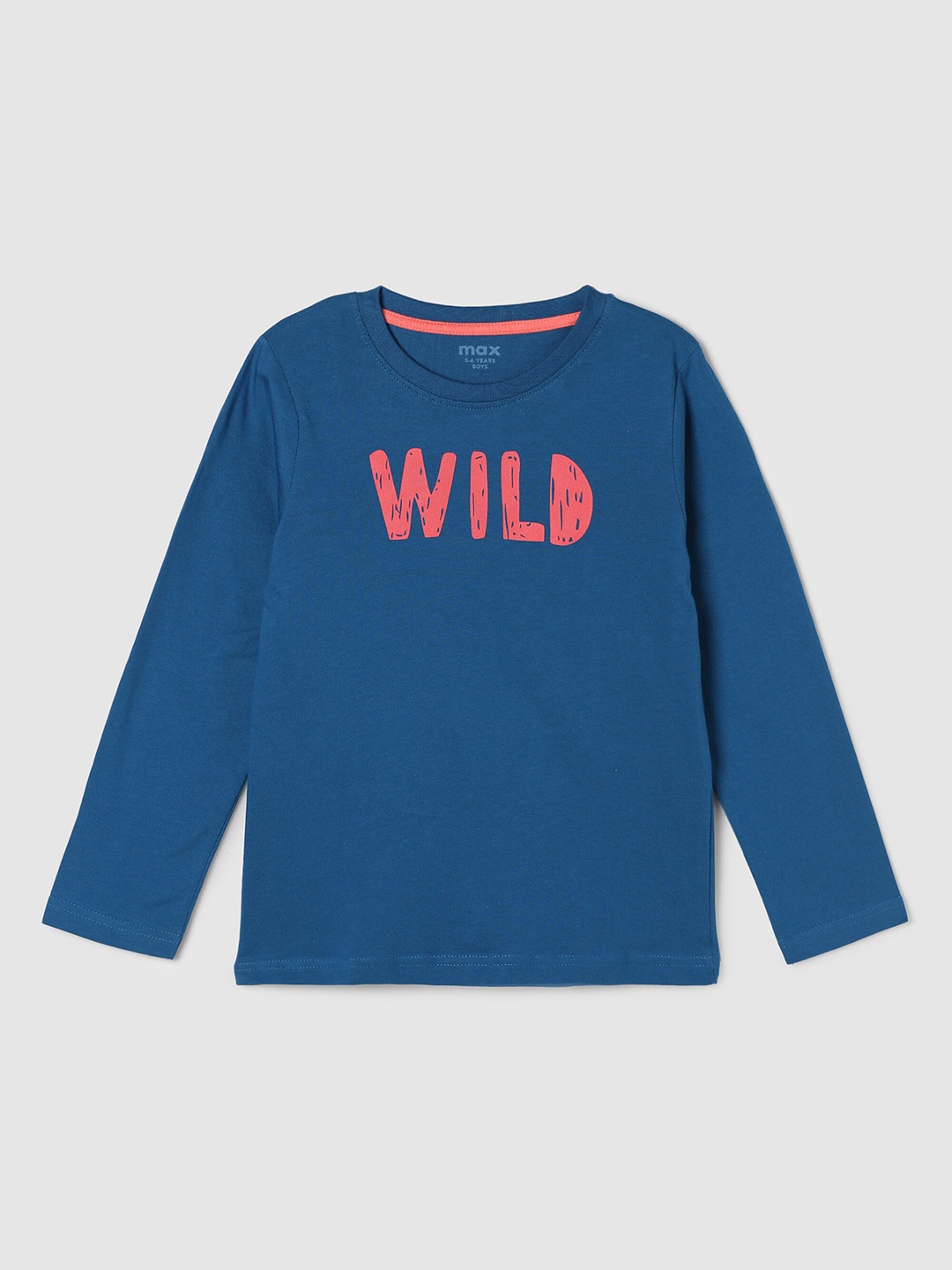 

max Boys Blue Printed Pure Cotton T-shirt