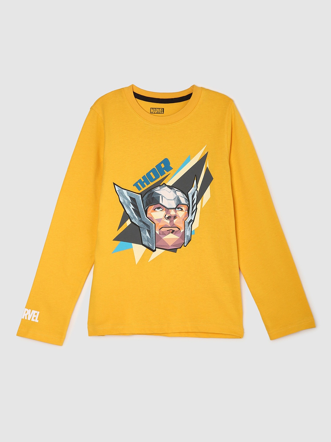 

max Boys Yellow Printed Pure Cotton T-shirt