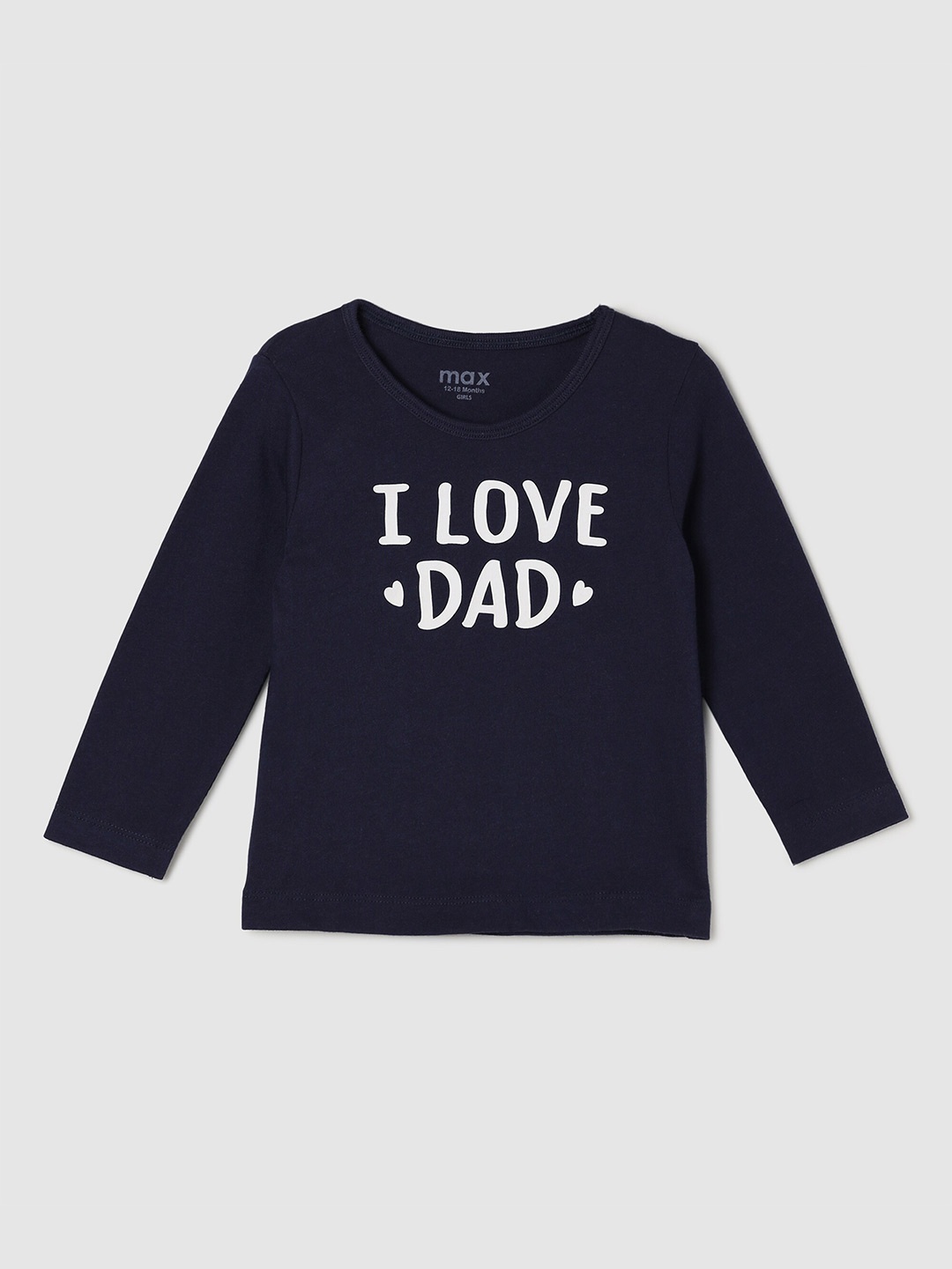 

max Girls Blue Typography Printed Pure Cotton T-shirt