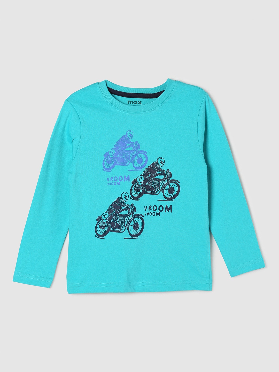 

max Boys Blue Biker Printed Pure Cotton T-shirt