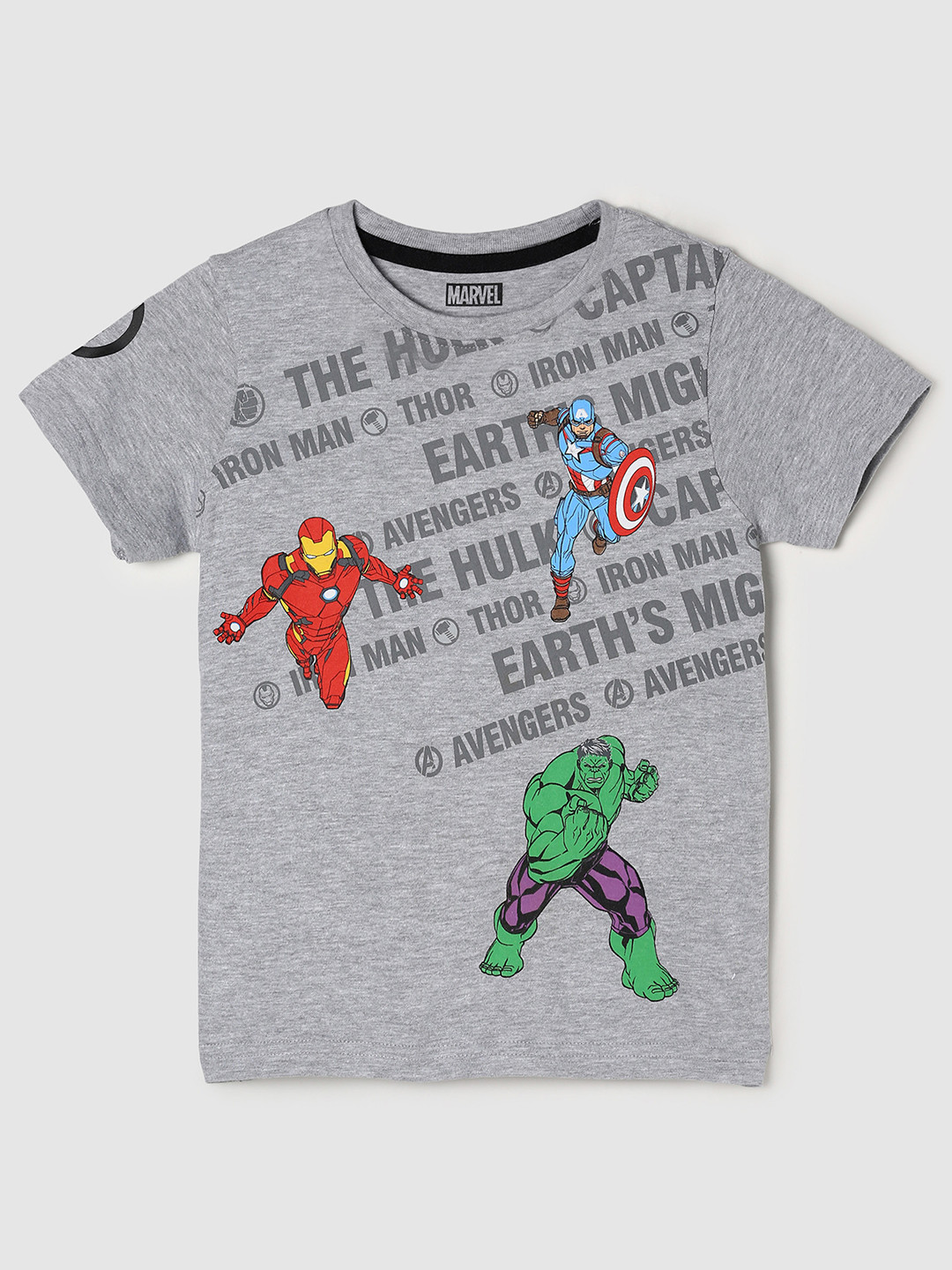 

max Boys Grey Pure Cotton T-shirt