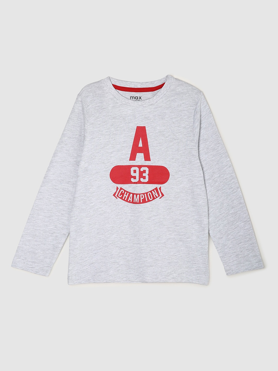 max Boys Grey Typography Printed T-shirt