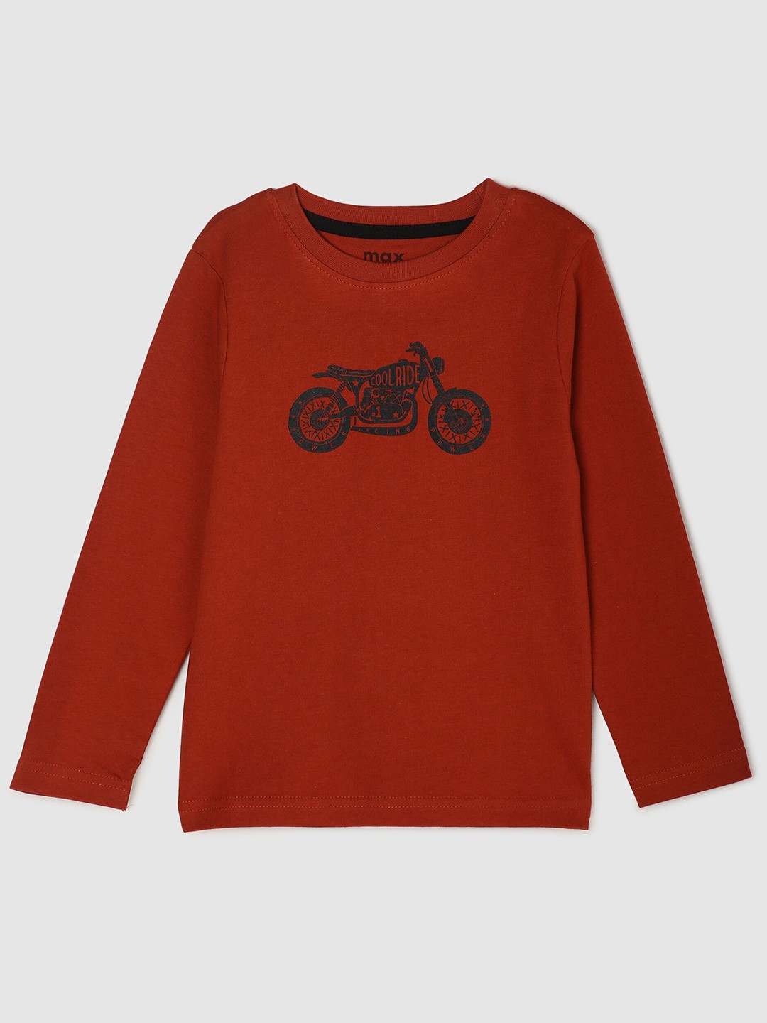 

max Boys Red Biker Printed T-shirt