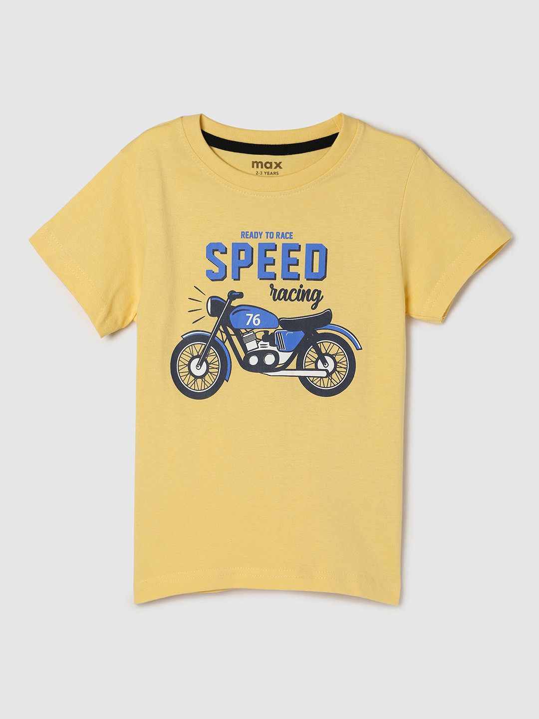 

max Boys Yellow Biker Printed Pure Cotton T-shirt