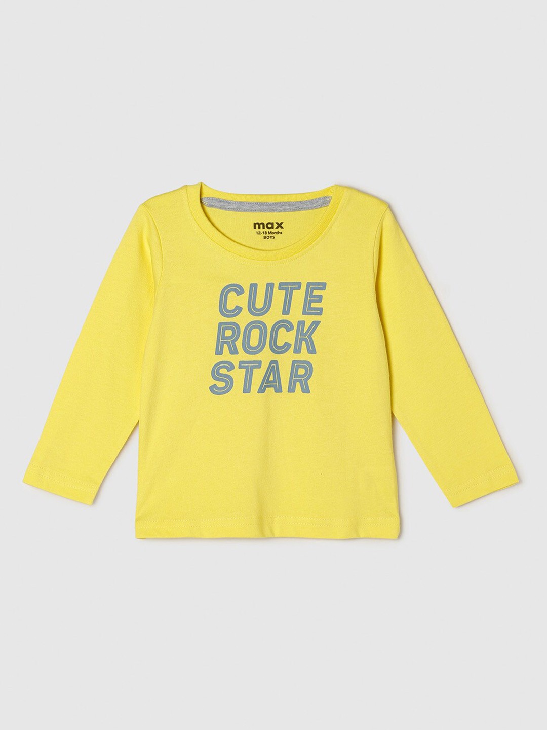 

max Boys Yellow Typography Printed T-shirt