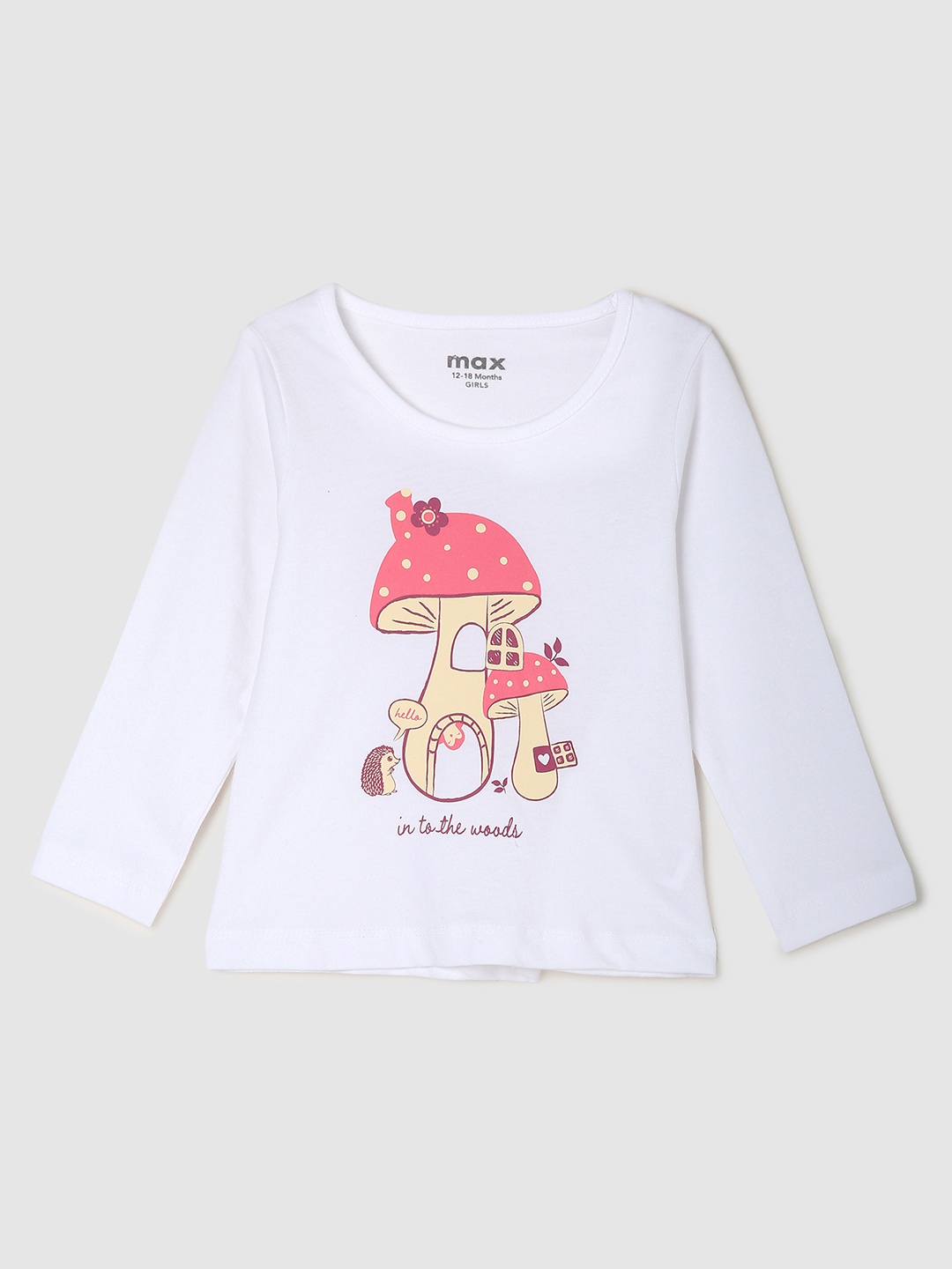 

max Girls White Pure Cotton T-shirt
