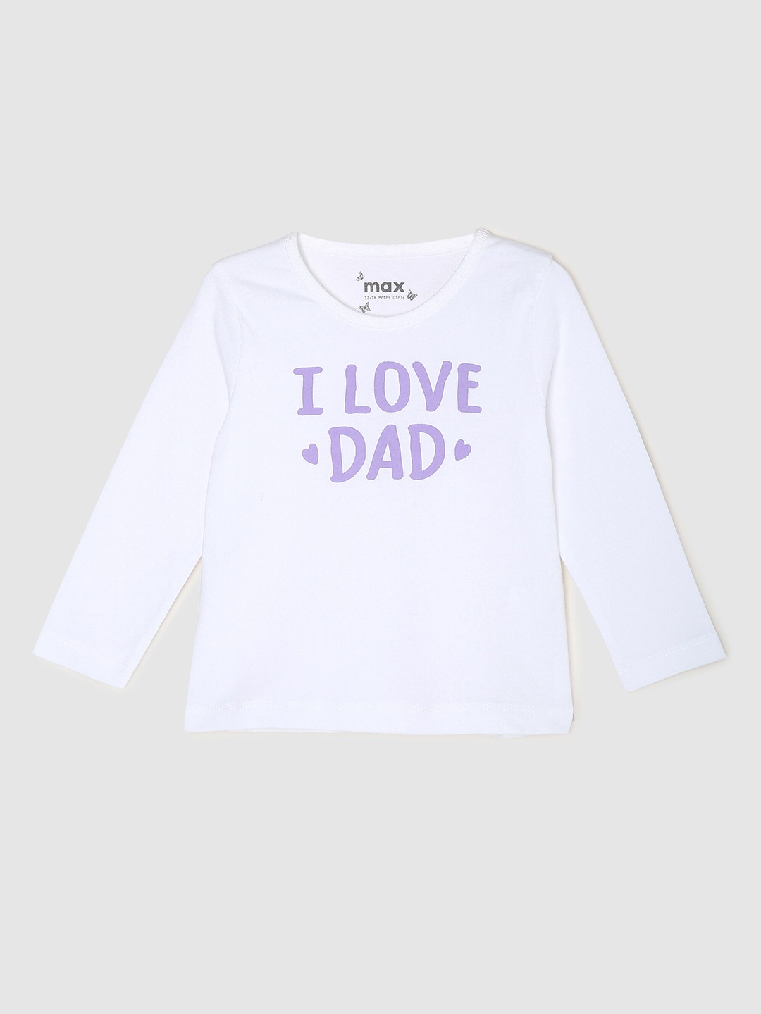 max Girls White Typography Printed Pure Cotton T-shirt