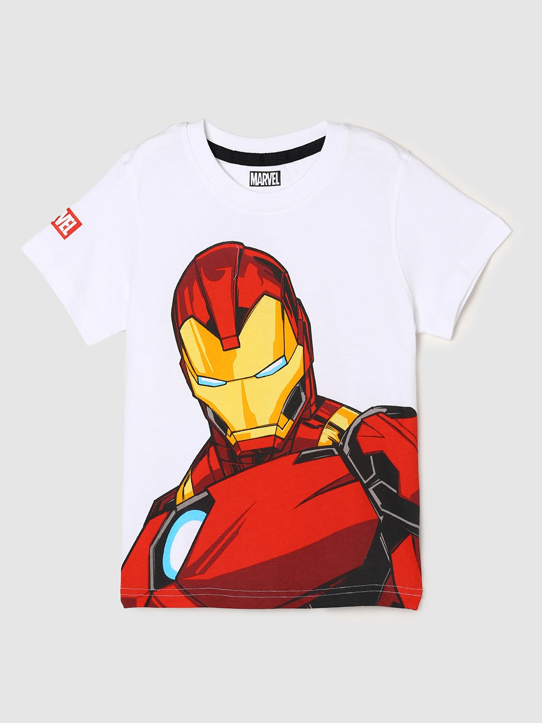 

max Boys White Iron Man Printed Pure Cotton T-shirt