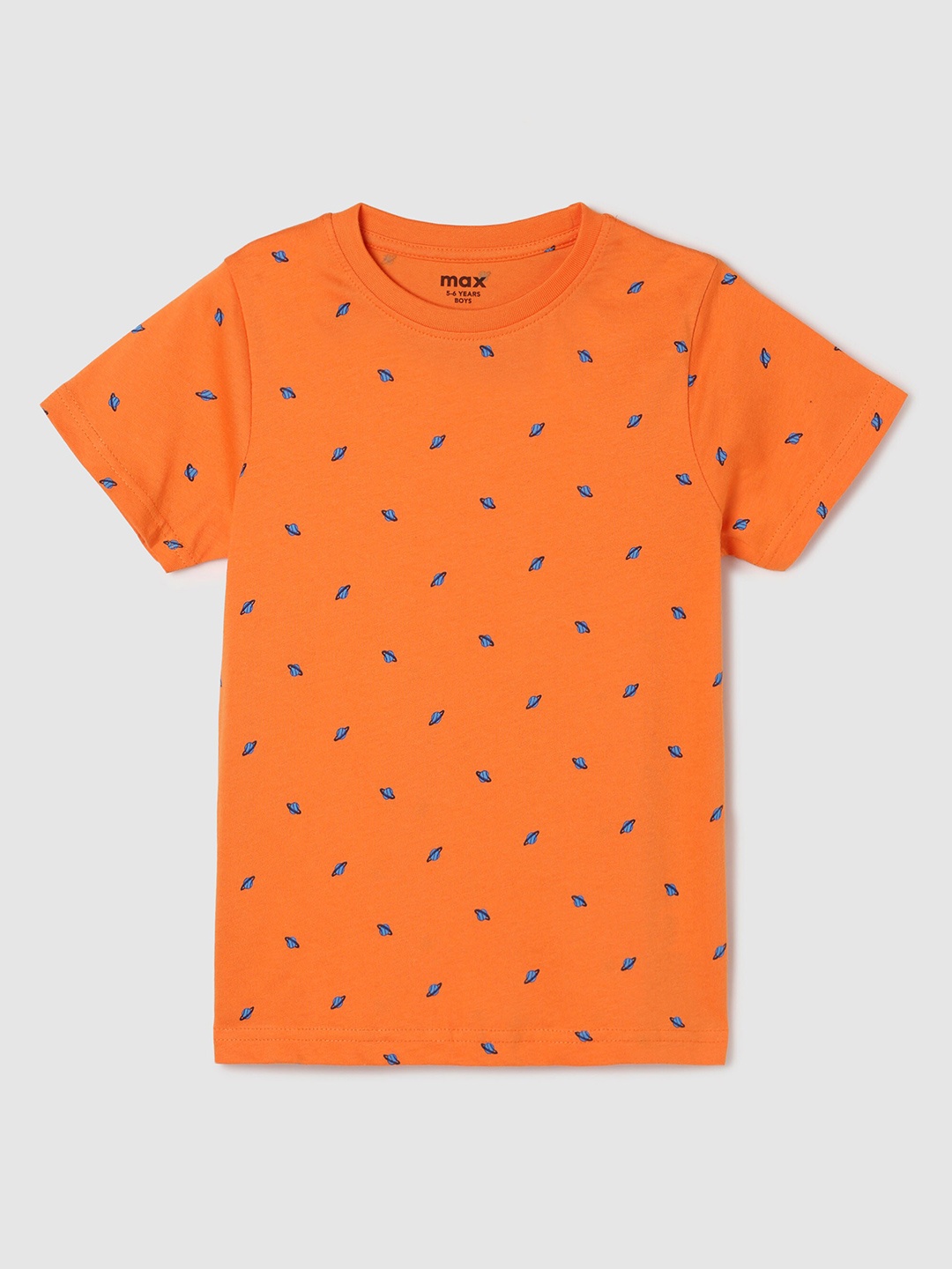 

max Boys Orange Printed Pure Cotton T-shirt