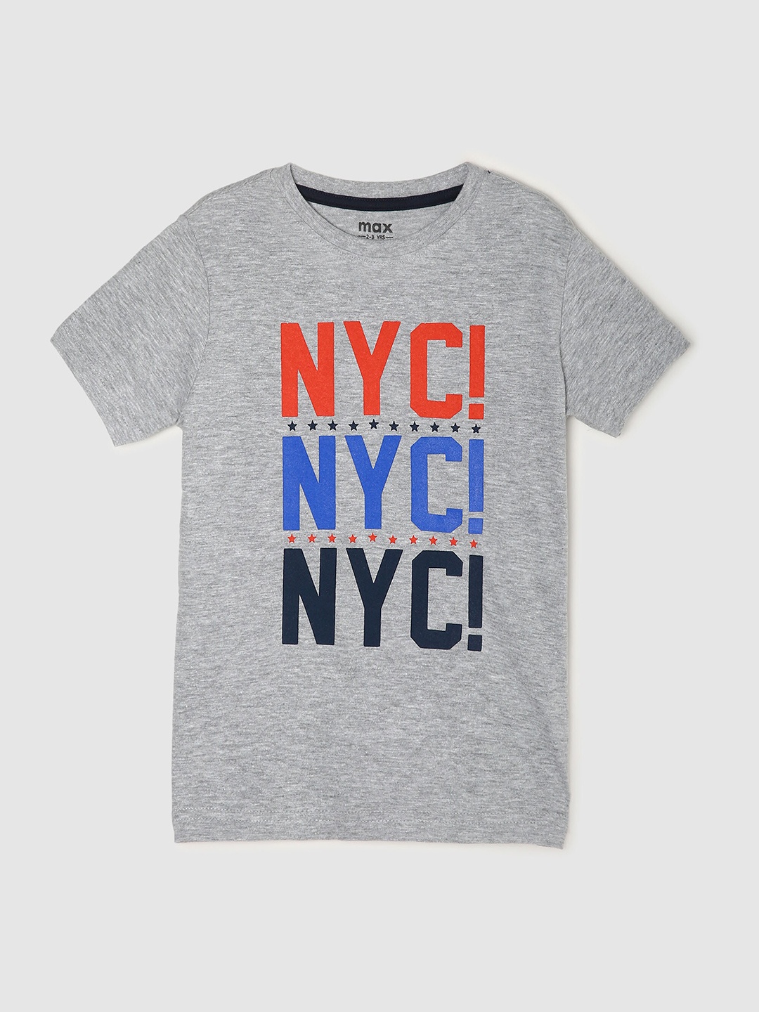 max Boys Grey Printed Applique T-shirt