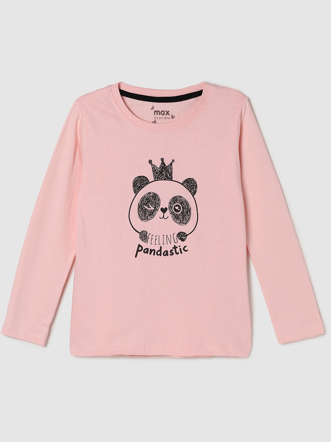 

max Girls Orange Typography Printed Pure Cotton T-shirt