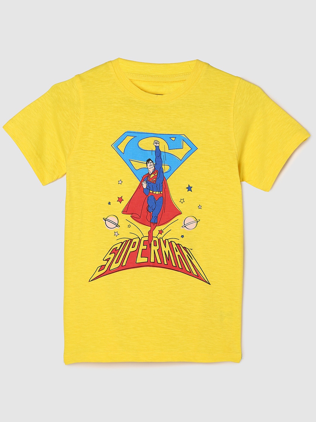 

max Boys Yellow Printed Pure Cotton Applique T-shirt