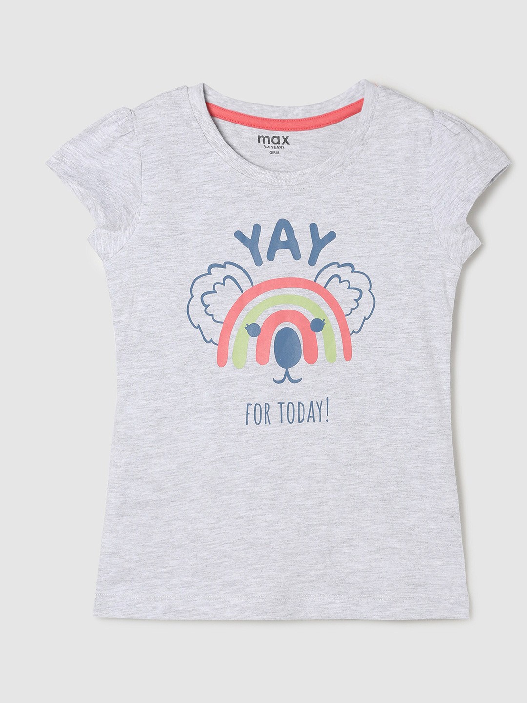 

max Girls Grey Printed Applique T-shirt