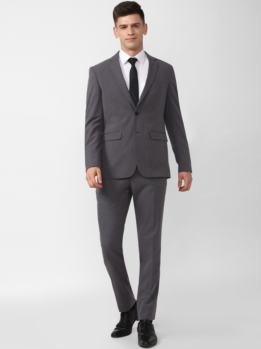 

Peter England Elite Men Grey Solid Slim-Fit Single-Breasted Two-Piece Formal Suit