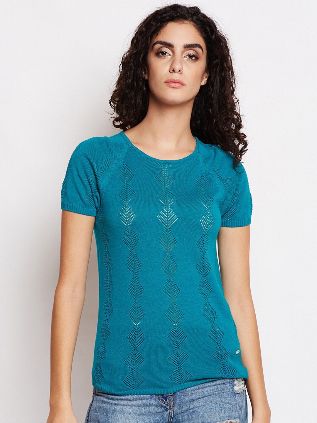 

Be Indi Women Blue Self Design Top