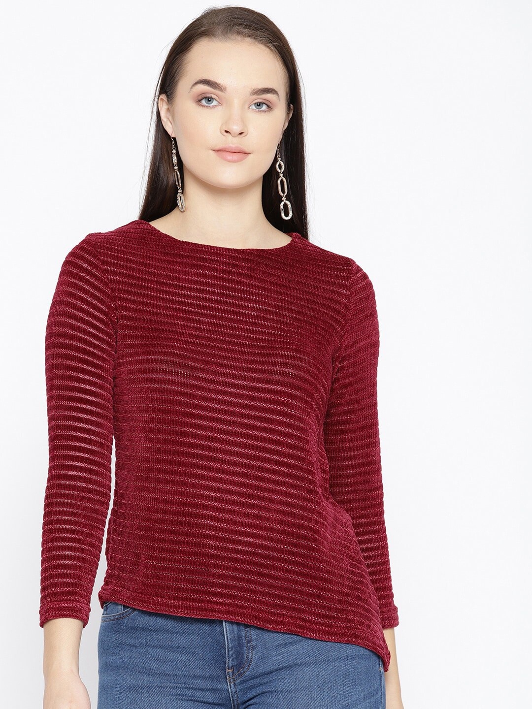 

Be Indi Maroon Self Design Top