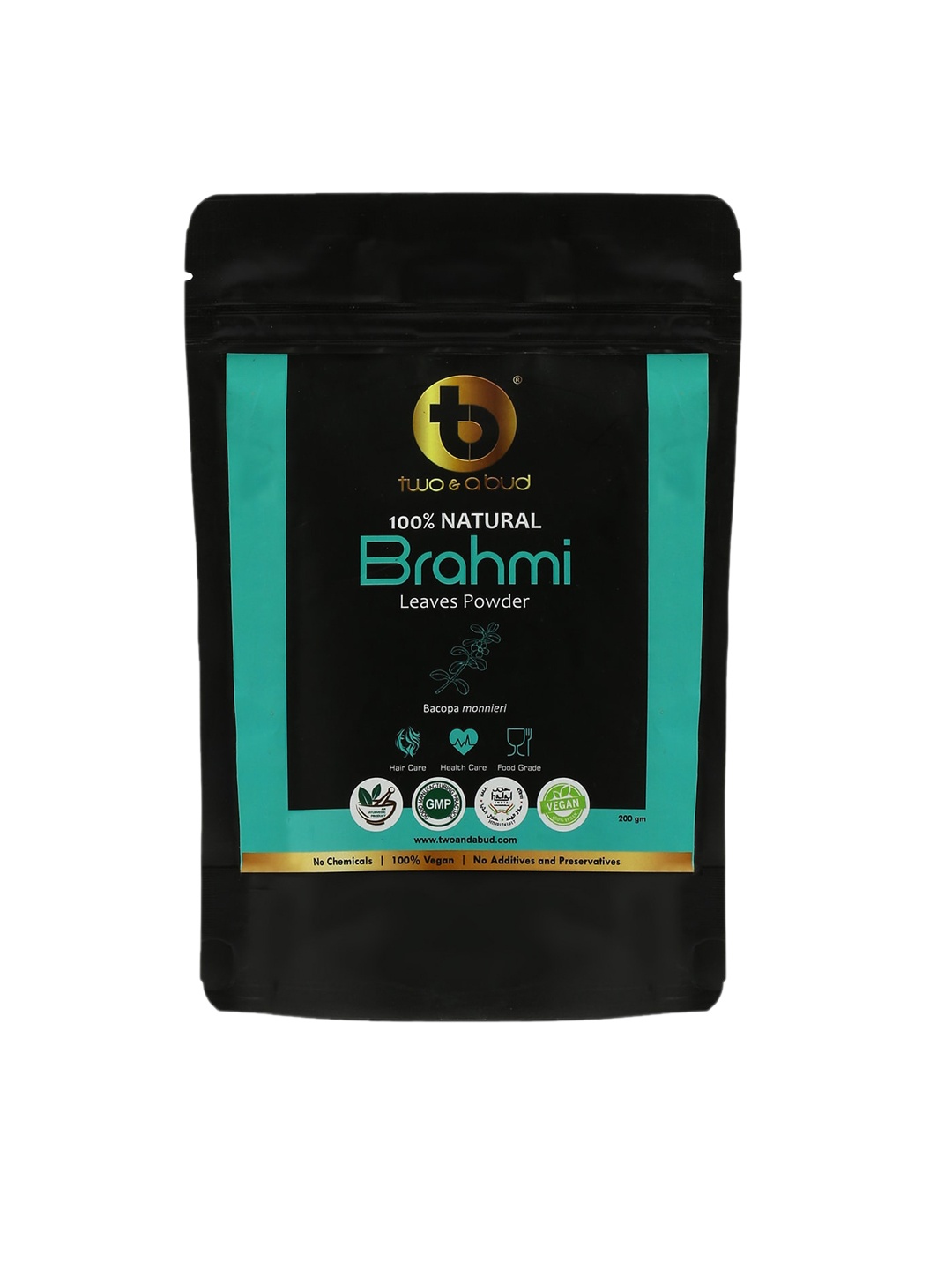 

Two & A Bud 100% Natural Brahmi Leaves Powder 200gm, Black