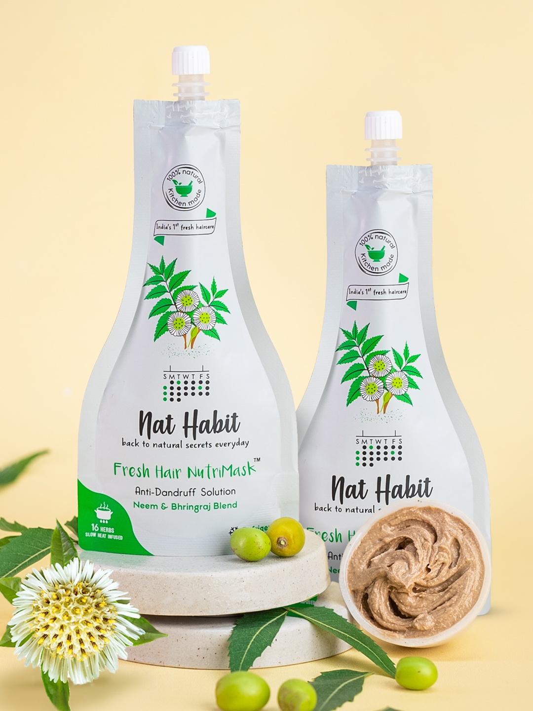 

Nat Habit Set of 2 Neem Bhringraj Blend Hair NutriMask For Anti-Dandruff - 40g Each, Off white