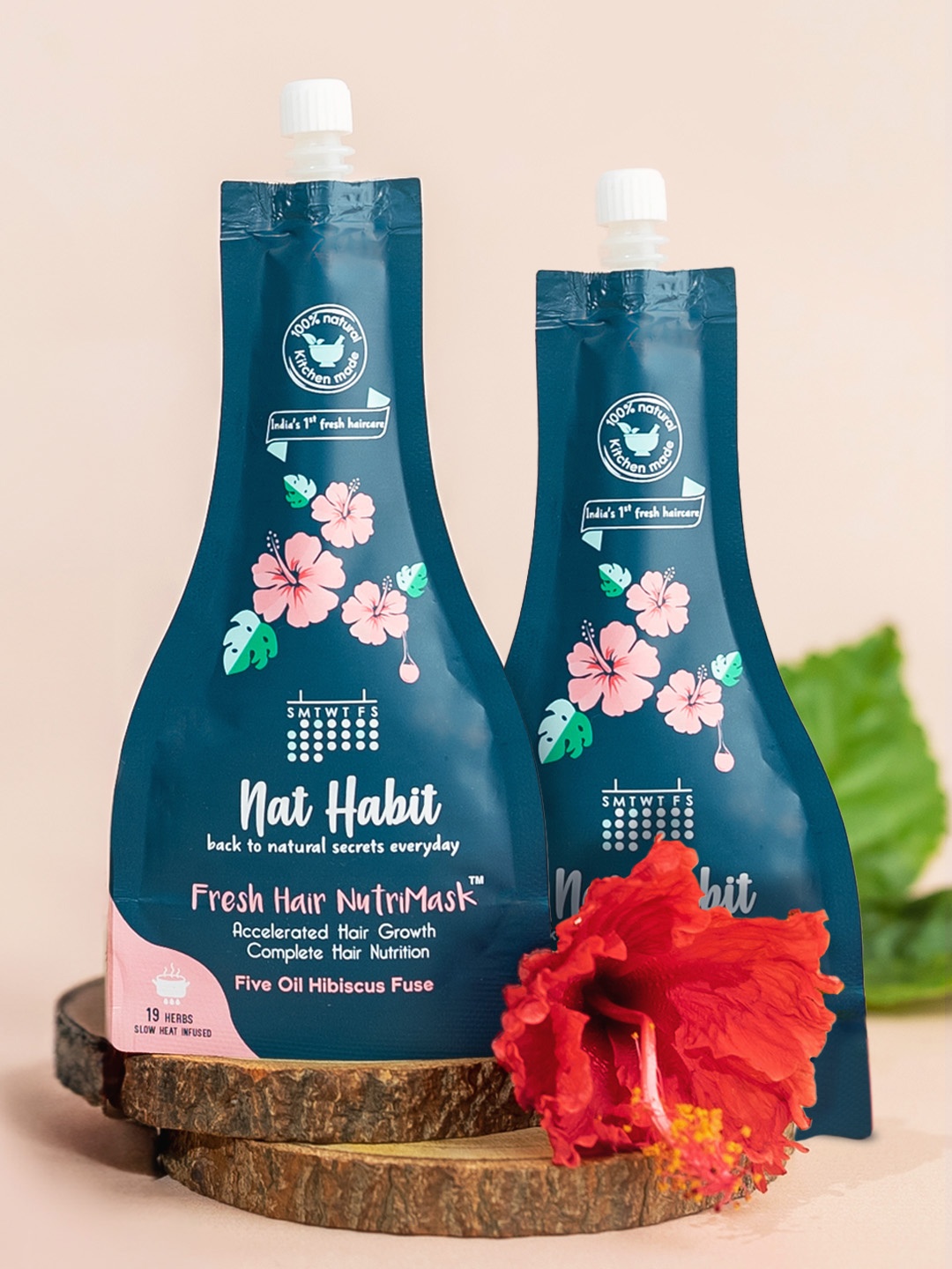 

Nat Habit 2Pcs Five Oil Hibiscus NutriMask Hair Mask for Smooth & Shine Hair - 40g each, Red