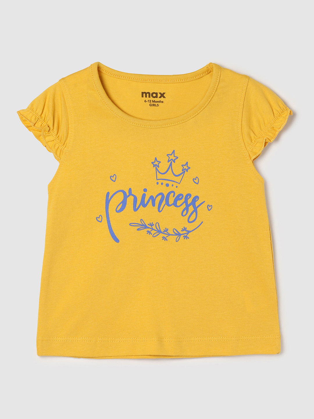 

Max Infant Girls Mustard Yellow Pure Cotton Printed Top
