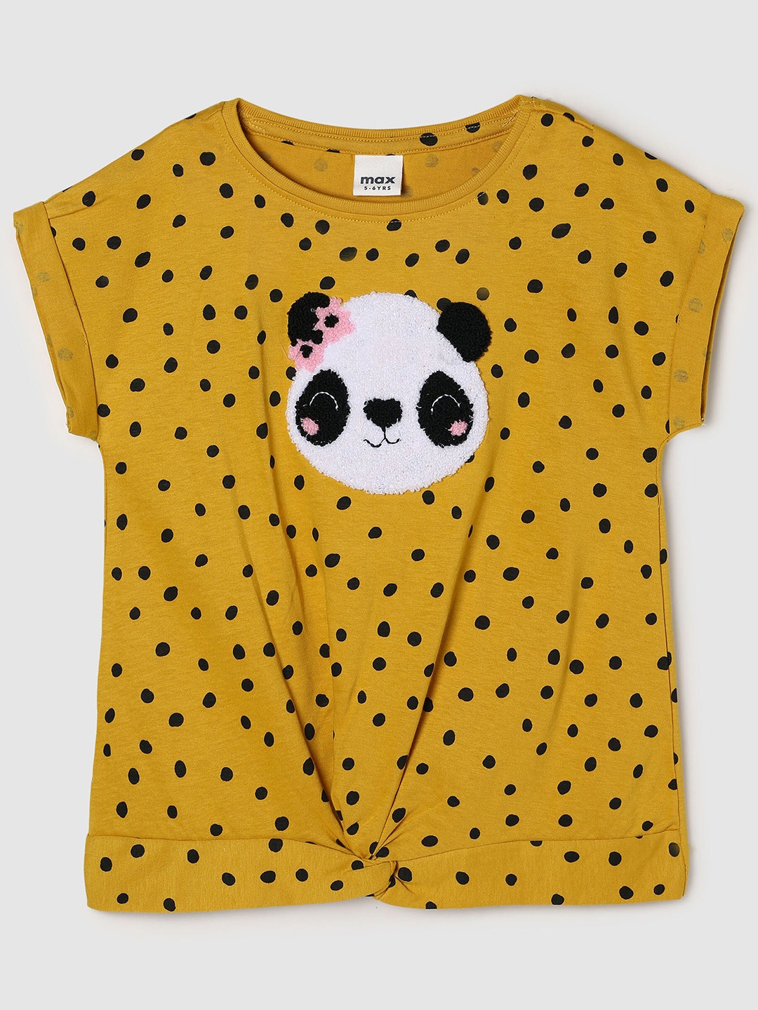 

Max Girls Yellow & Black Pure Cotton Printed Extended Sleeves Top
