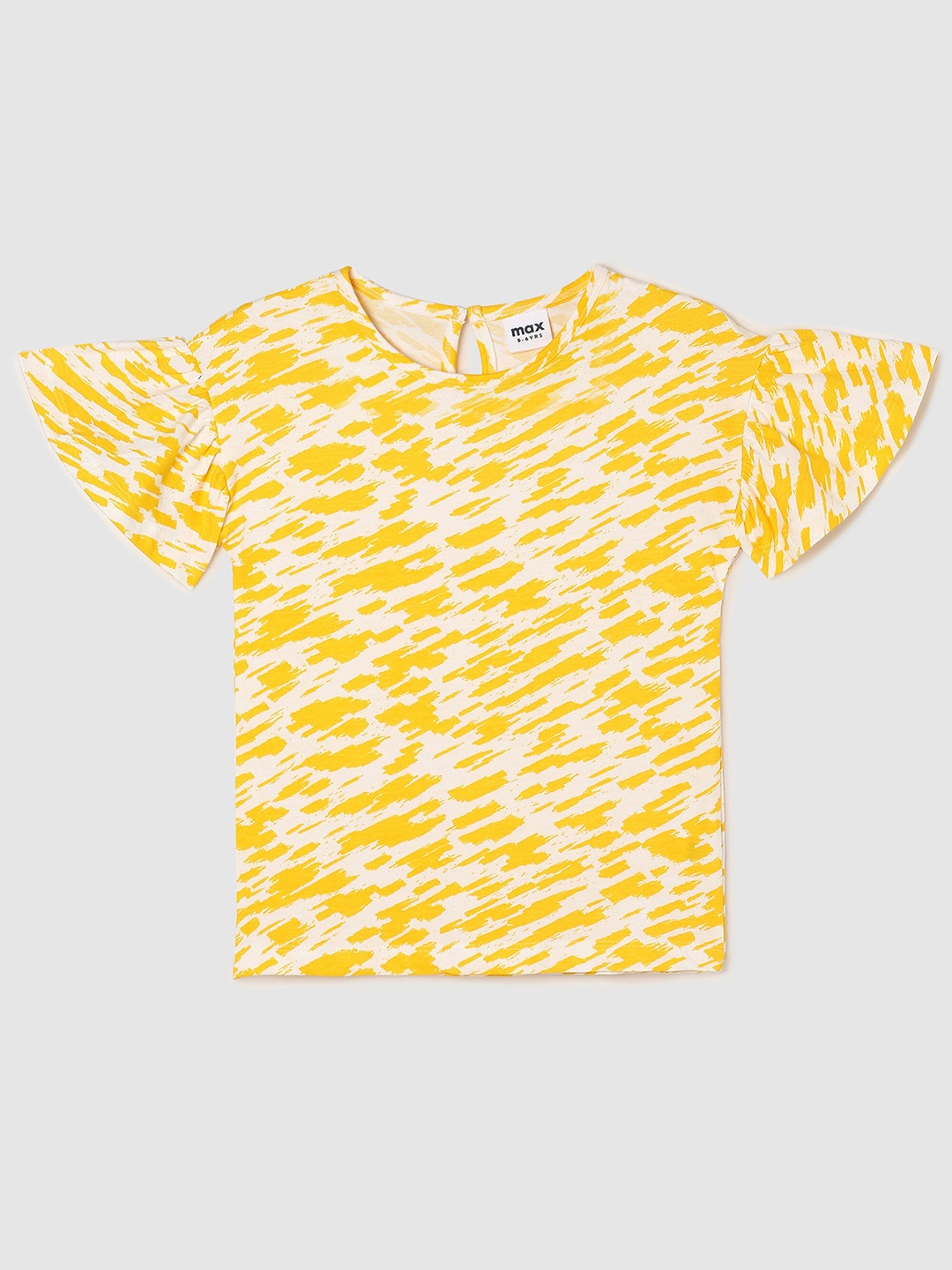 

Max Girls Off White & Yellow Pure Cotton Printed Top