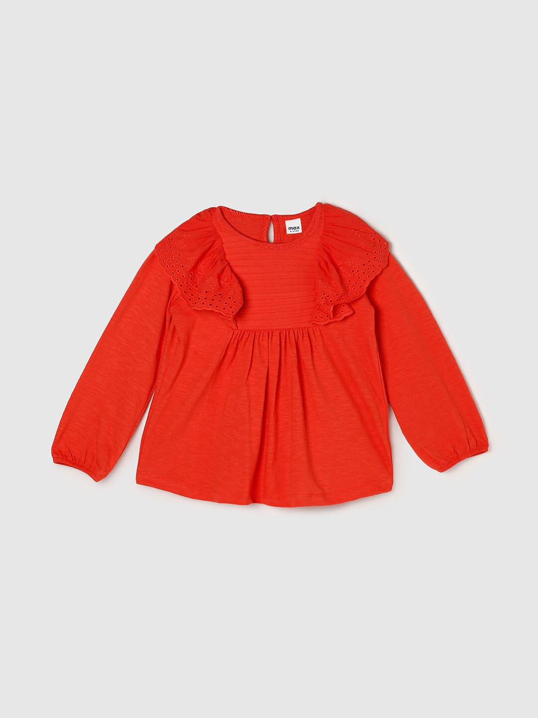 

Max Girls Orange Pure Cotton Ruffles Top