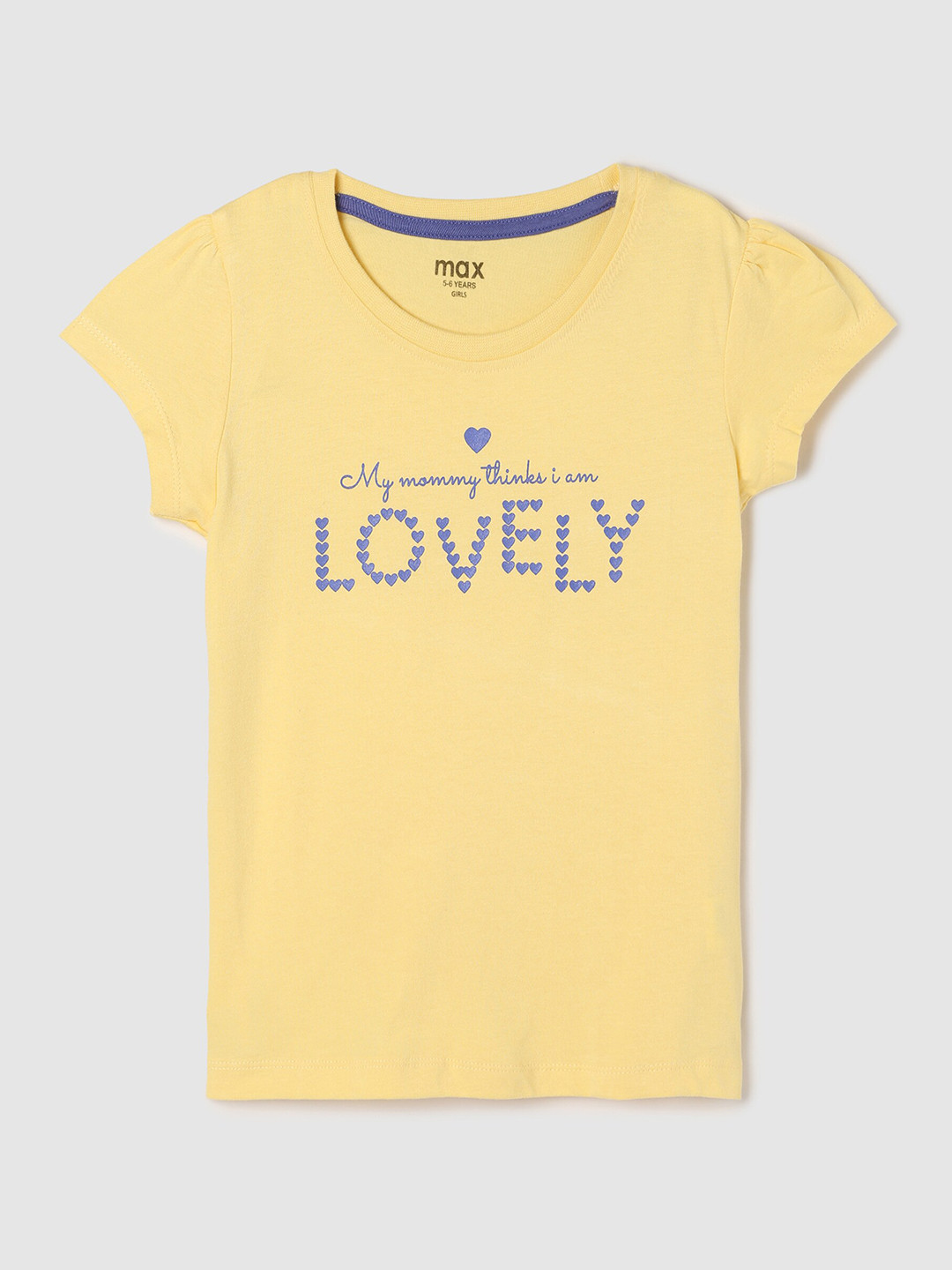 

Max Girls Yellow & Blue Pure Cotton Printed Top