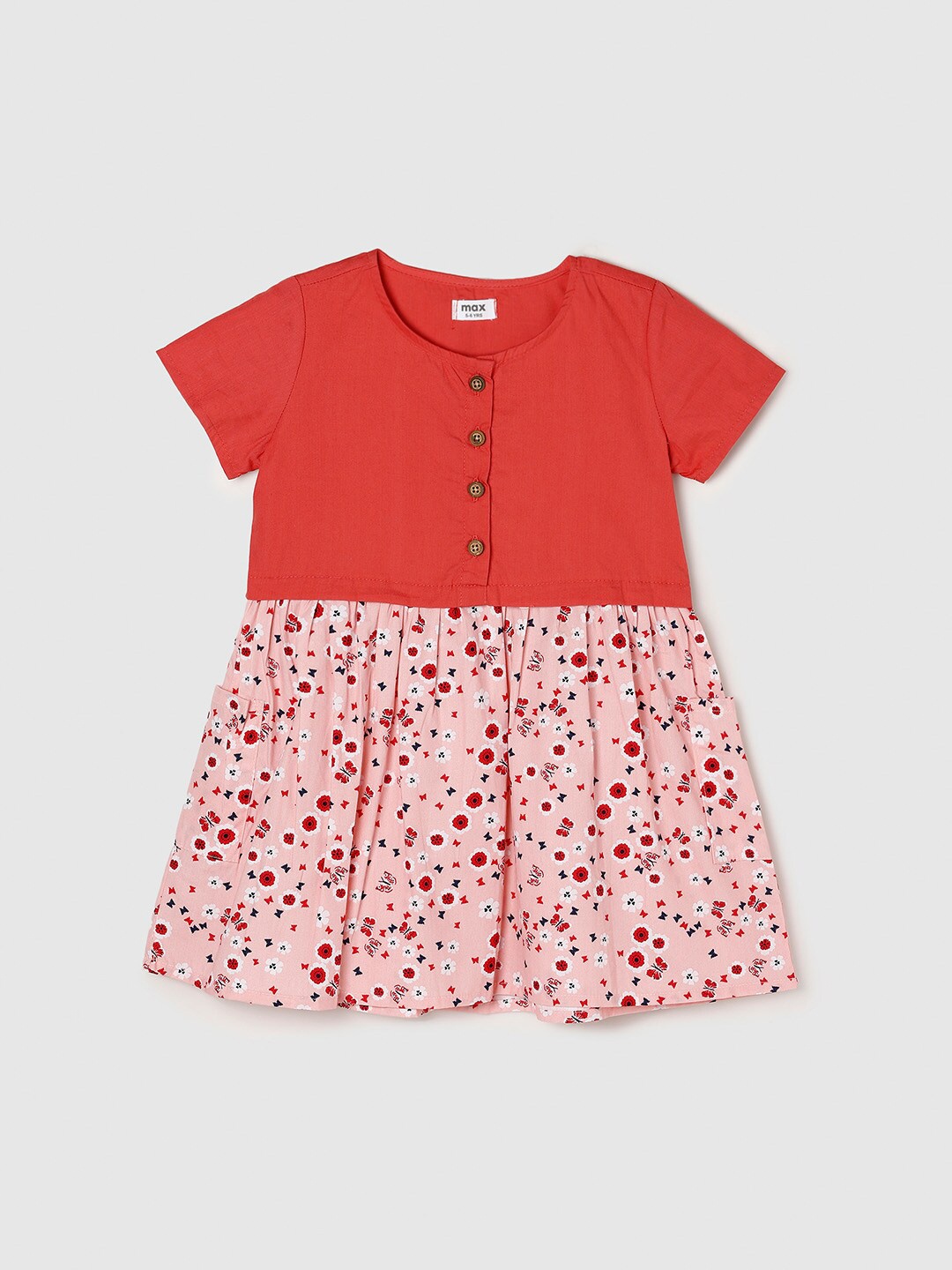 

Max Girls Orange & Peach-Coloured Pure Cotton Floral Printed Top