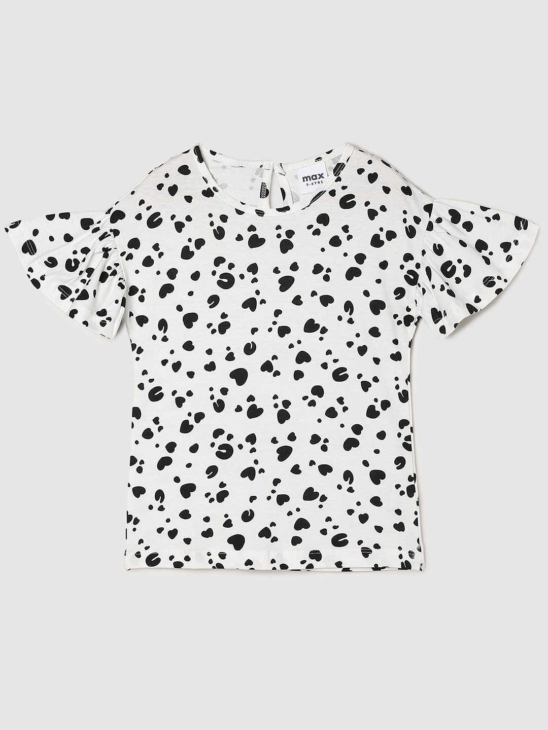 

Max Girls Cream-Coloured & Black Printed Pure Cotton Top