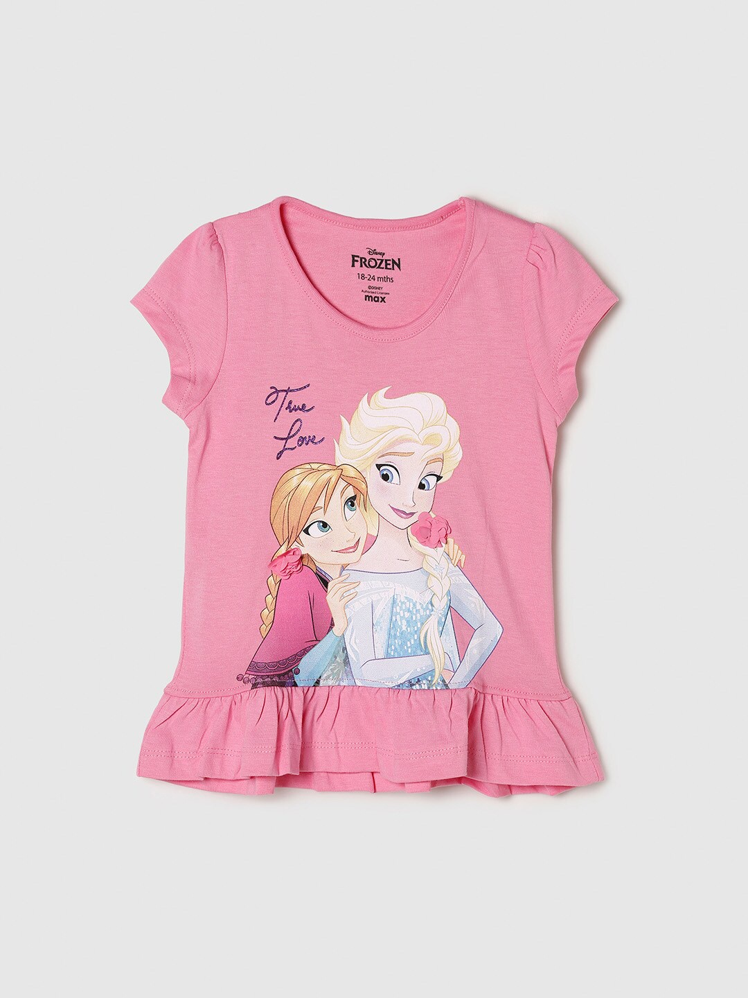 

Max Infant Girls Pink & Blue Printed Pure Cotton Ruffles Top