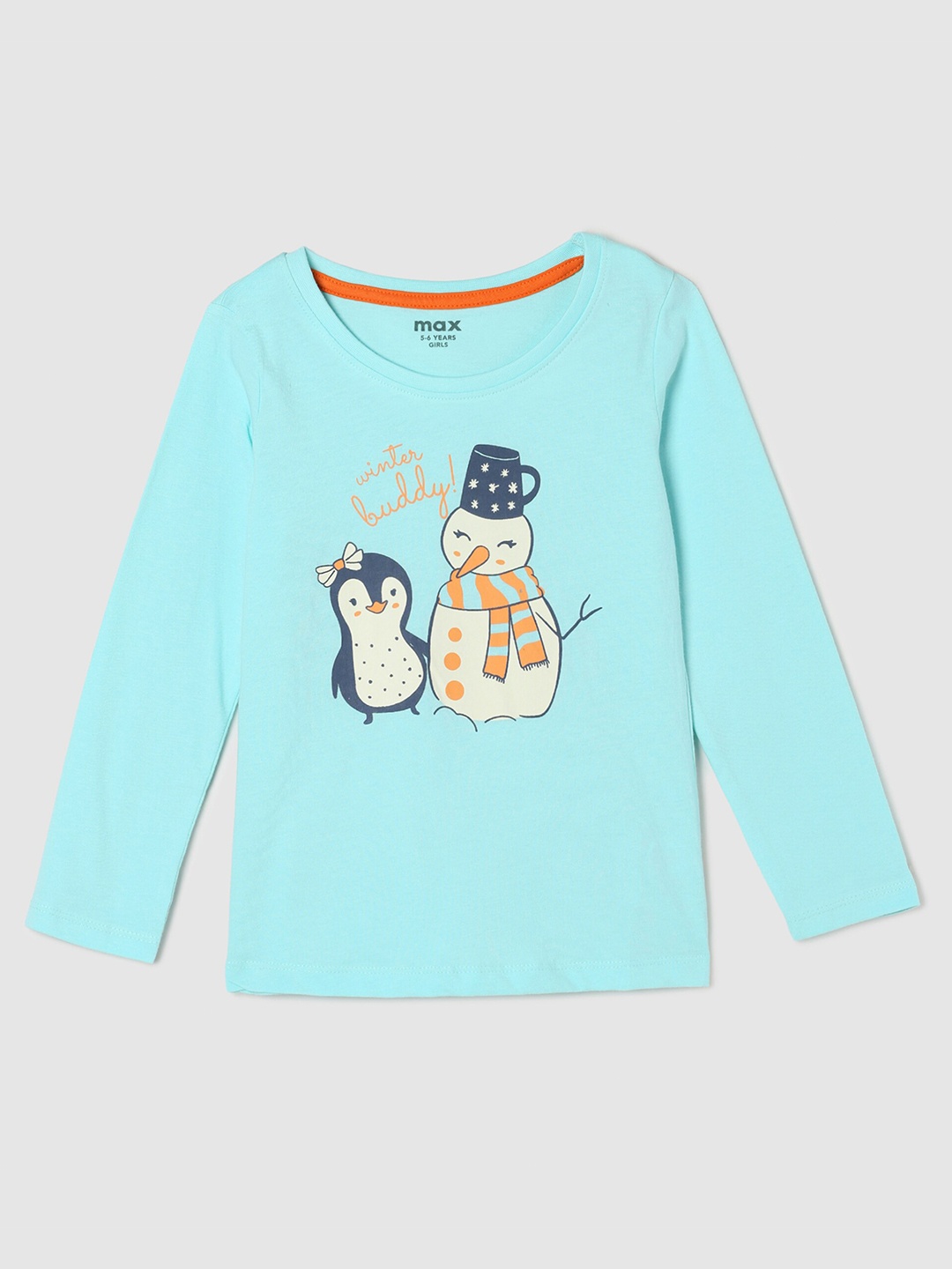 

Max Girls Blue Printed Pure Cotton Top