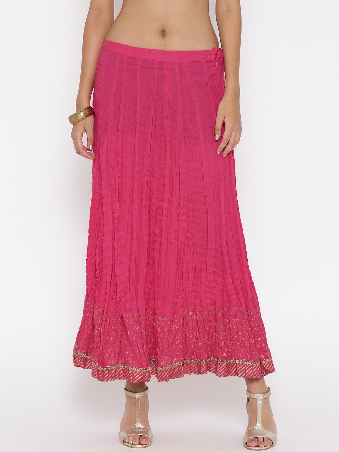 

Biba Pink Flared Maxi Pure Cotton Skirt