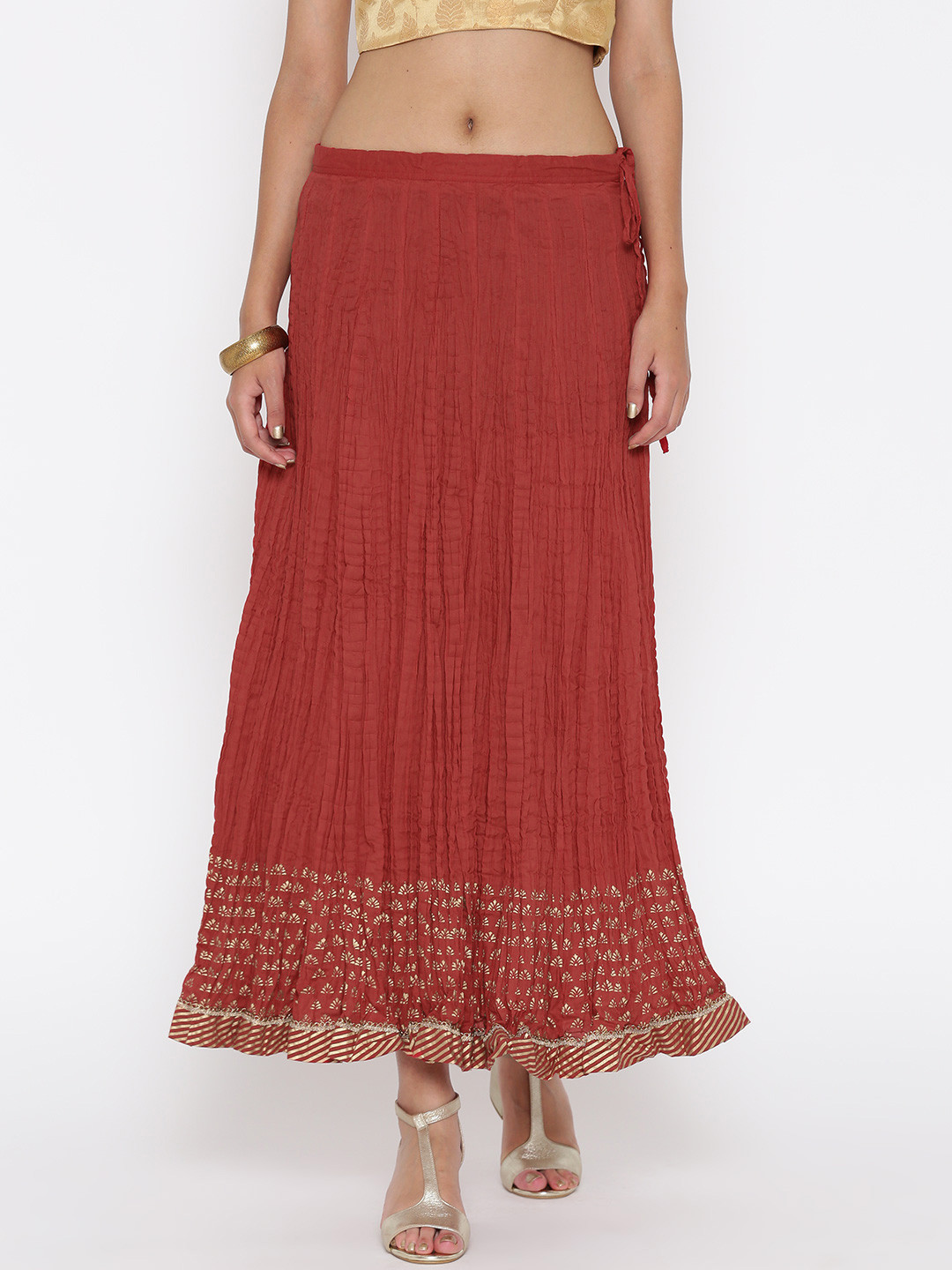 

Biba Red Flared Maxi Pure Cotton Skirt