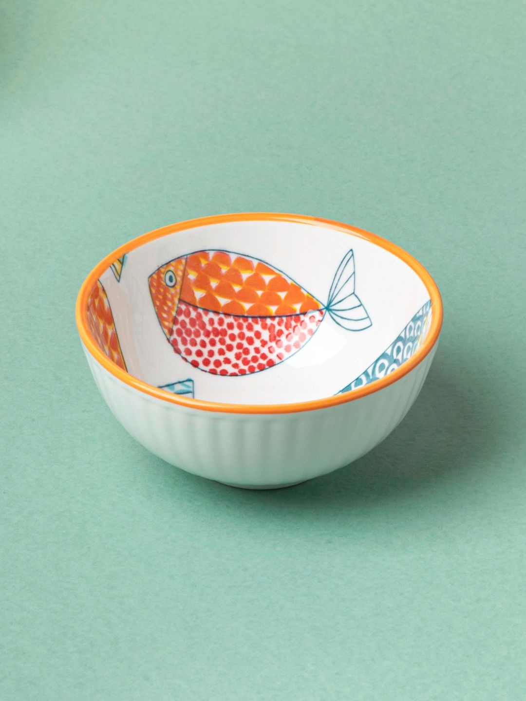 

Nestasia White Microwave safe Printed Ceramic Glossy Bowl 150 ml