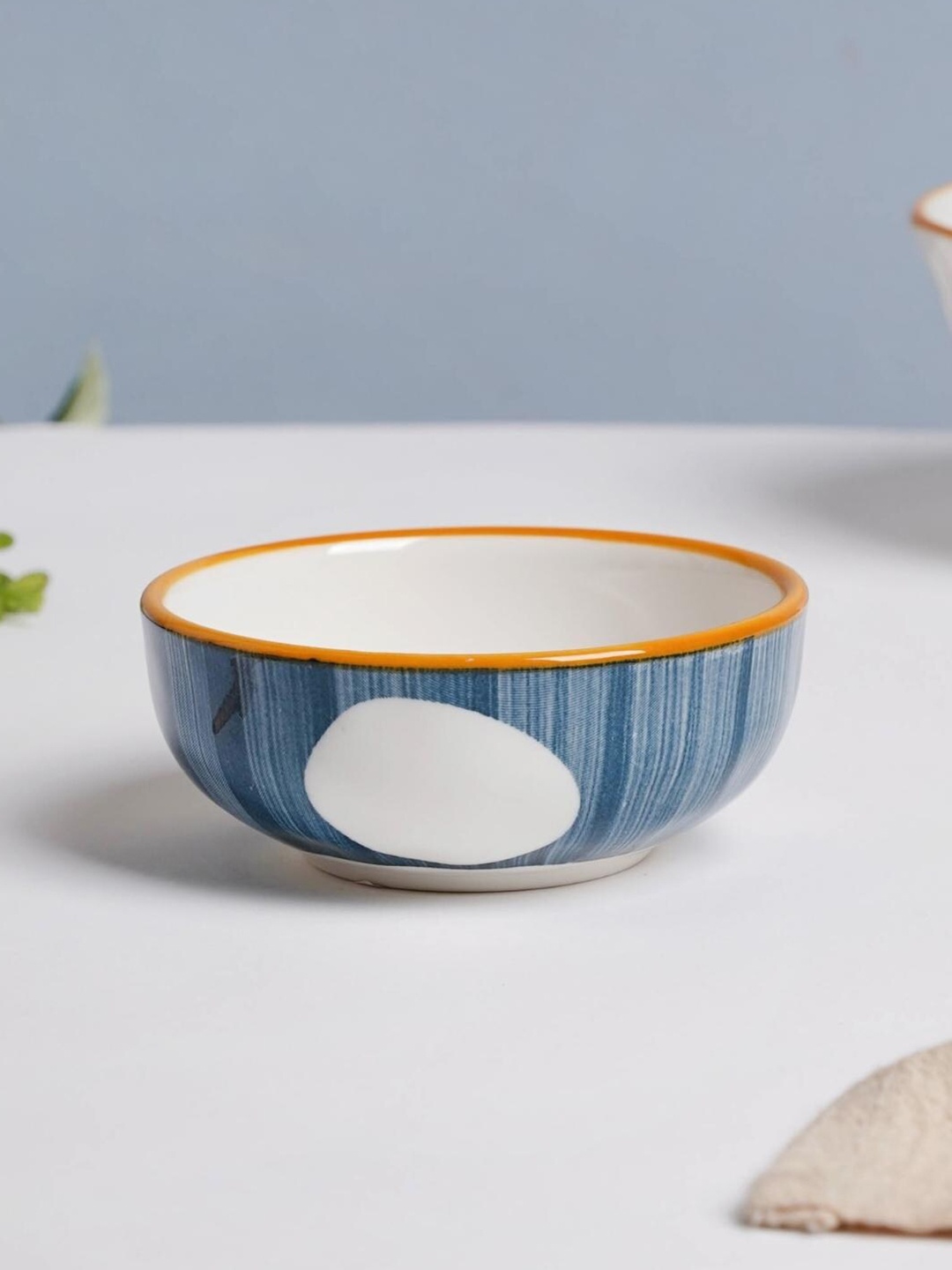 

Nestasia Blue & White Microwave safe Printed Ceramic Small Snack Bowl 100 ml