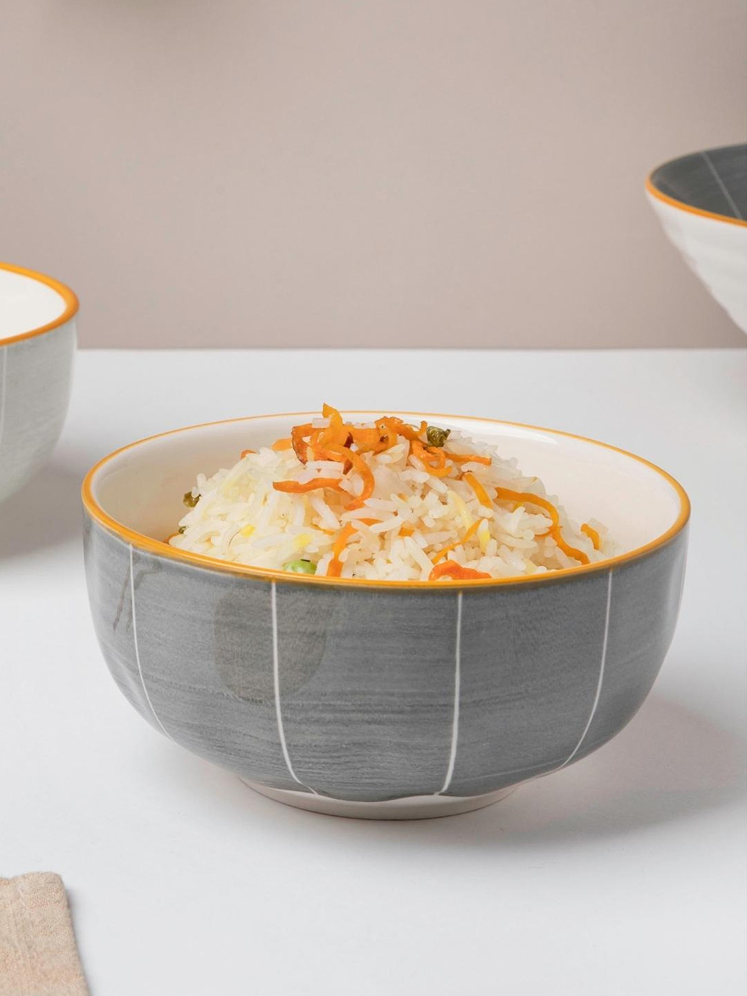 

Nestasia Grey & White Printed Ceramic Large Snack Bowl 500 ml
