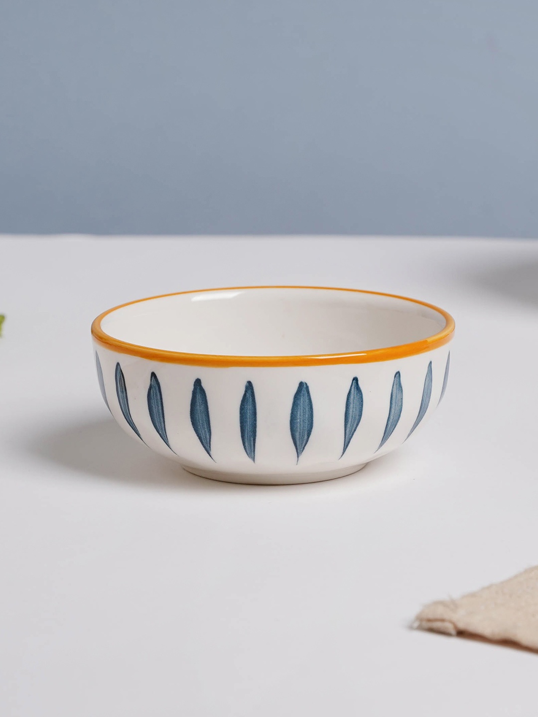 

Nestasia White & Blue Printed Ceramic Small Snack Bowl