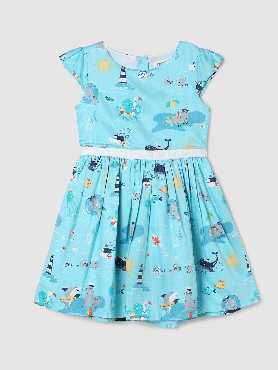 

Max Blue Printed Flared Pure Cotton Dress
