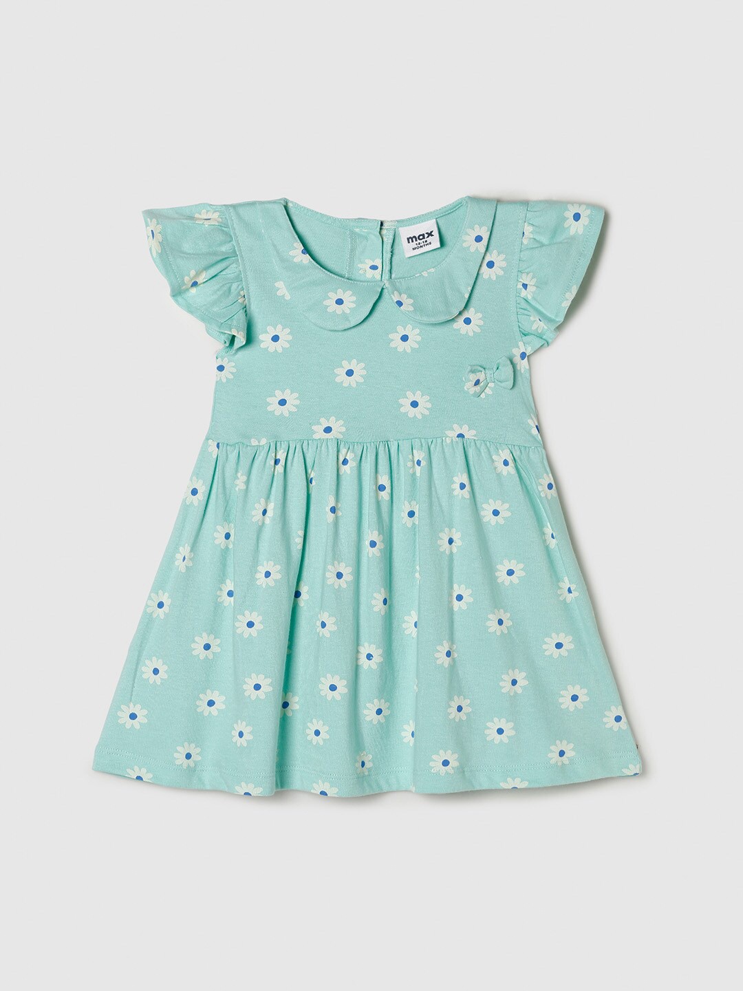 

max Girls Sea Green Peter Pan Collar A-Line Dress