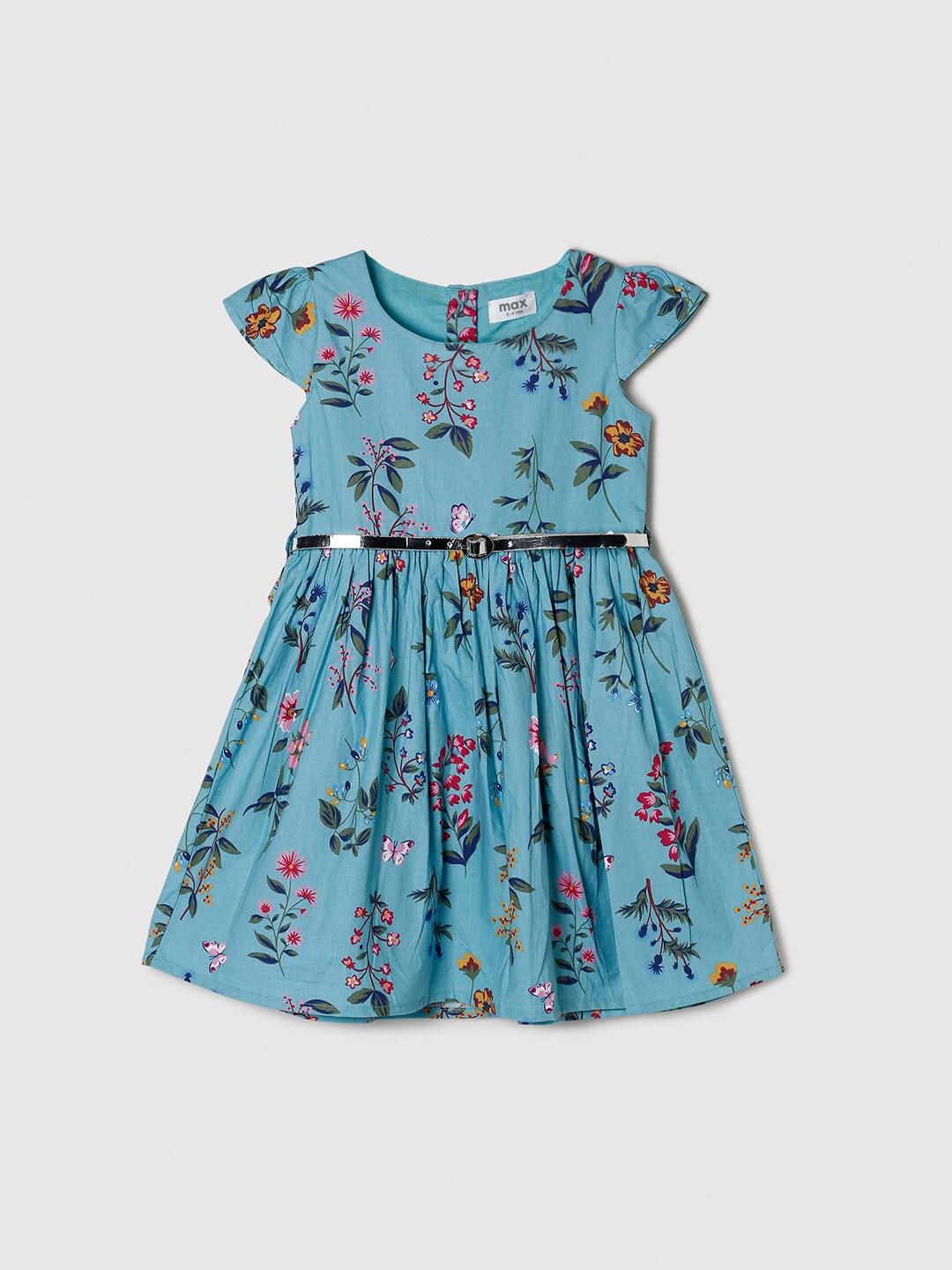 

max Girls Blue Floral A-Line Dress