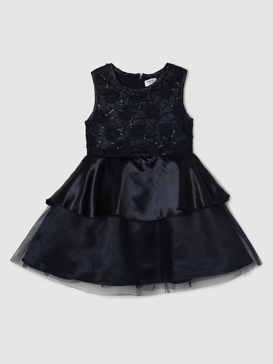 

max Girls Black Embellished Layered Dress