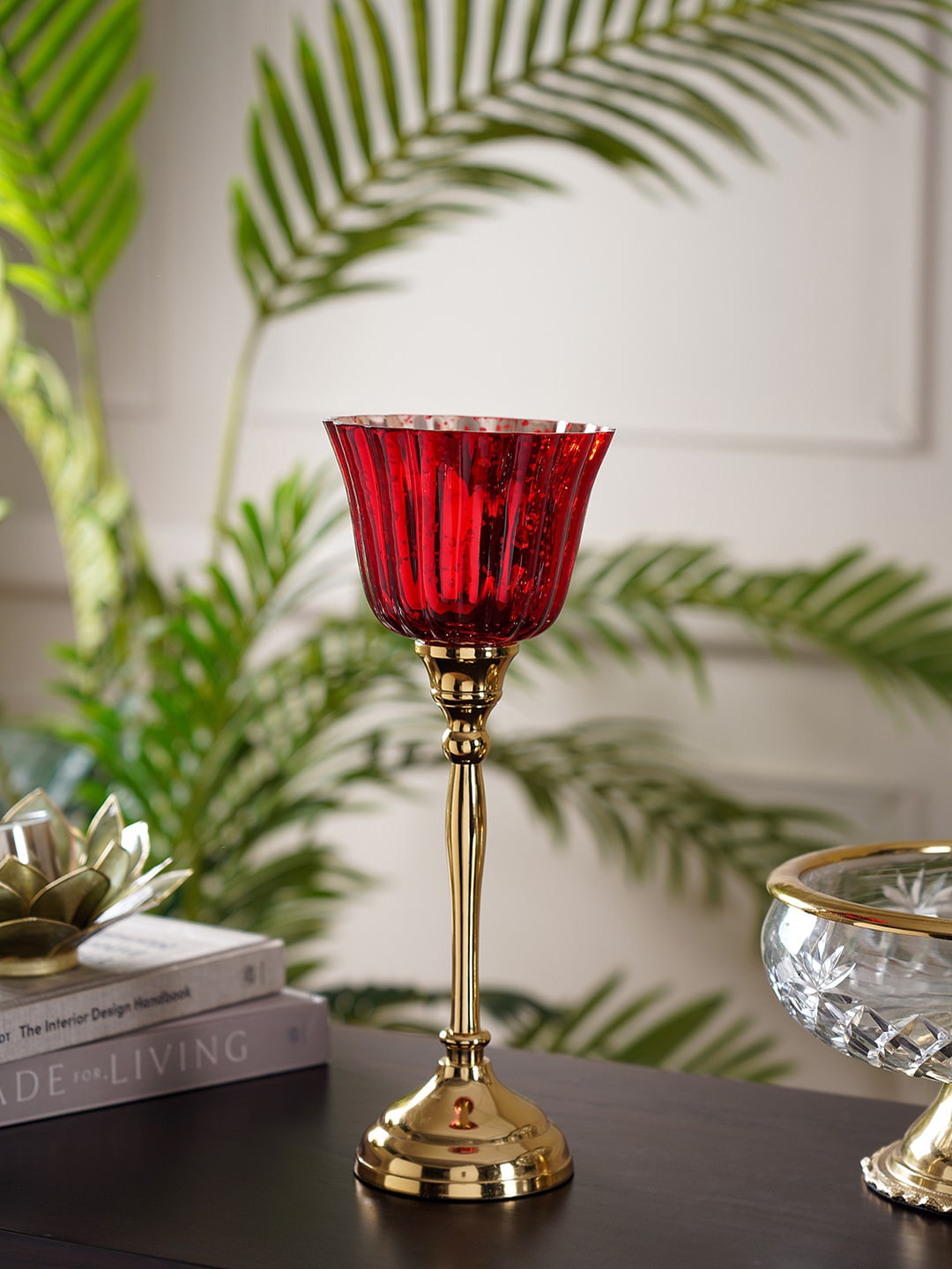 

Pure Home and Living Gold-Toned & Red Textured Votive Candle Holders