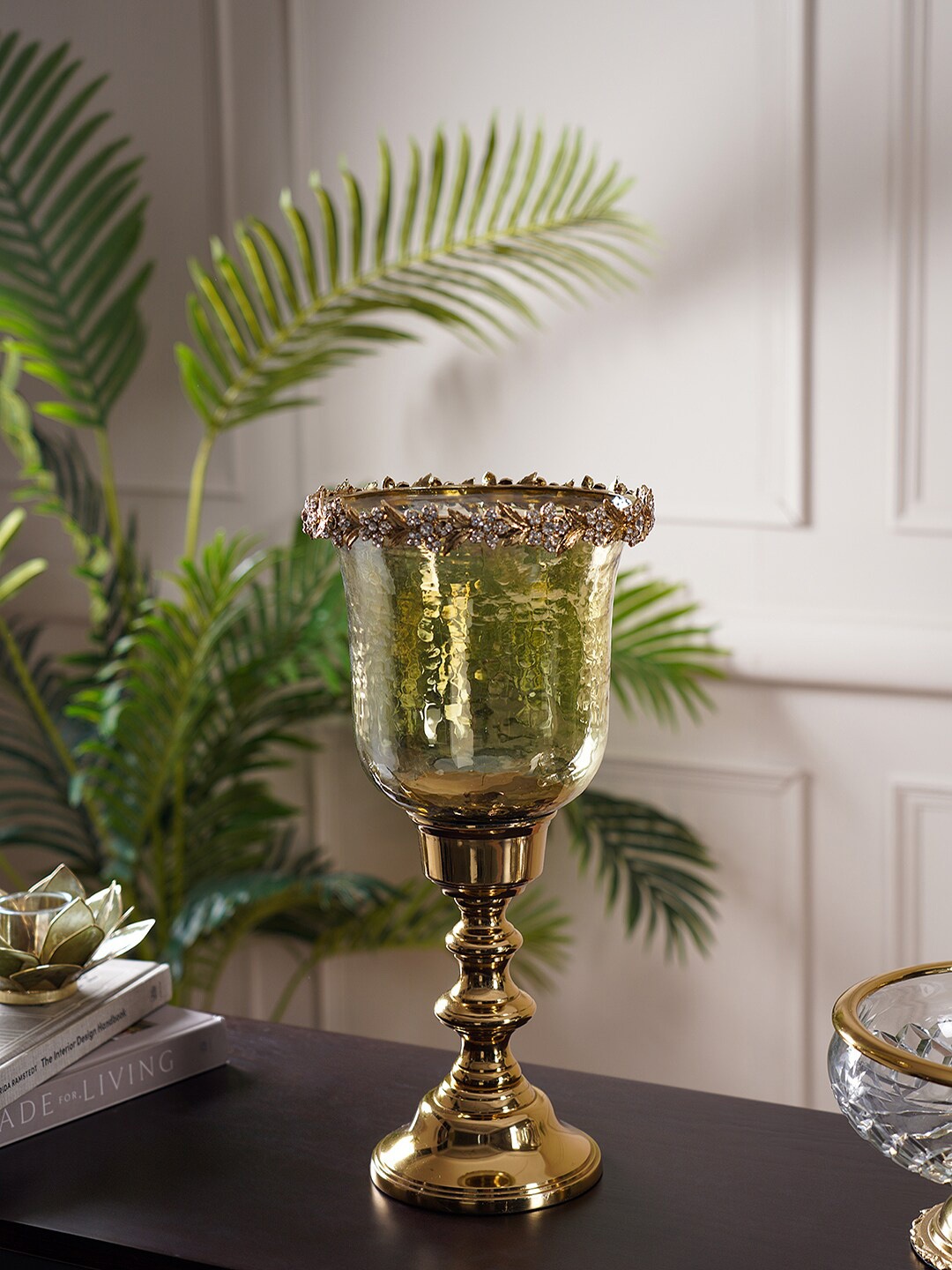 

Pure Home and Living Gold-Toned Glass Hurricane Candle Holders