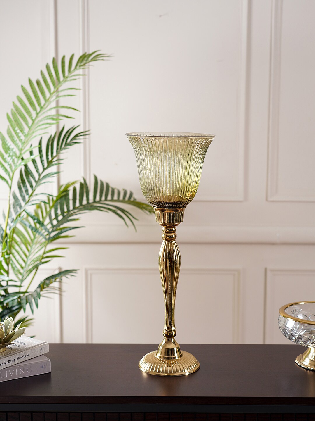 

Pure Home and Living Gold-Toned Solid Large Hurricane Candle Holder